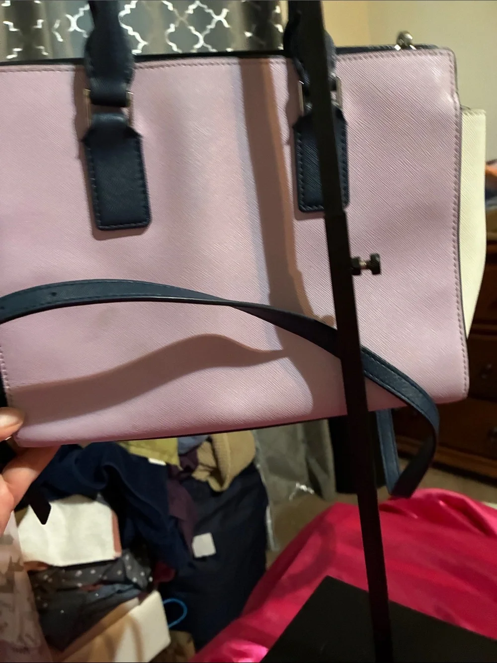 kate spade Pink and Navy Saffiano Leather Satchel/Crossbody